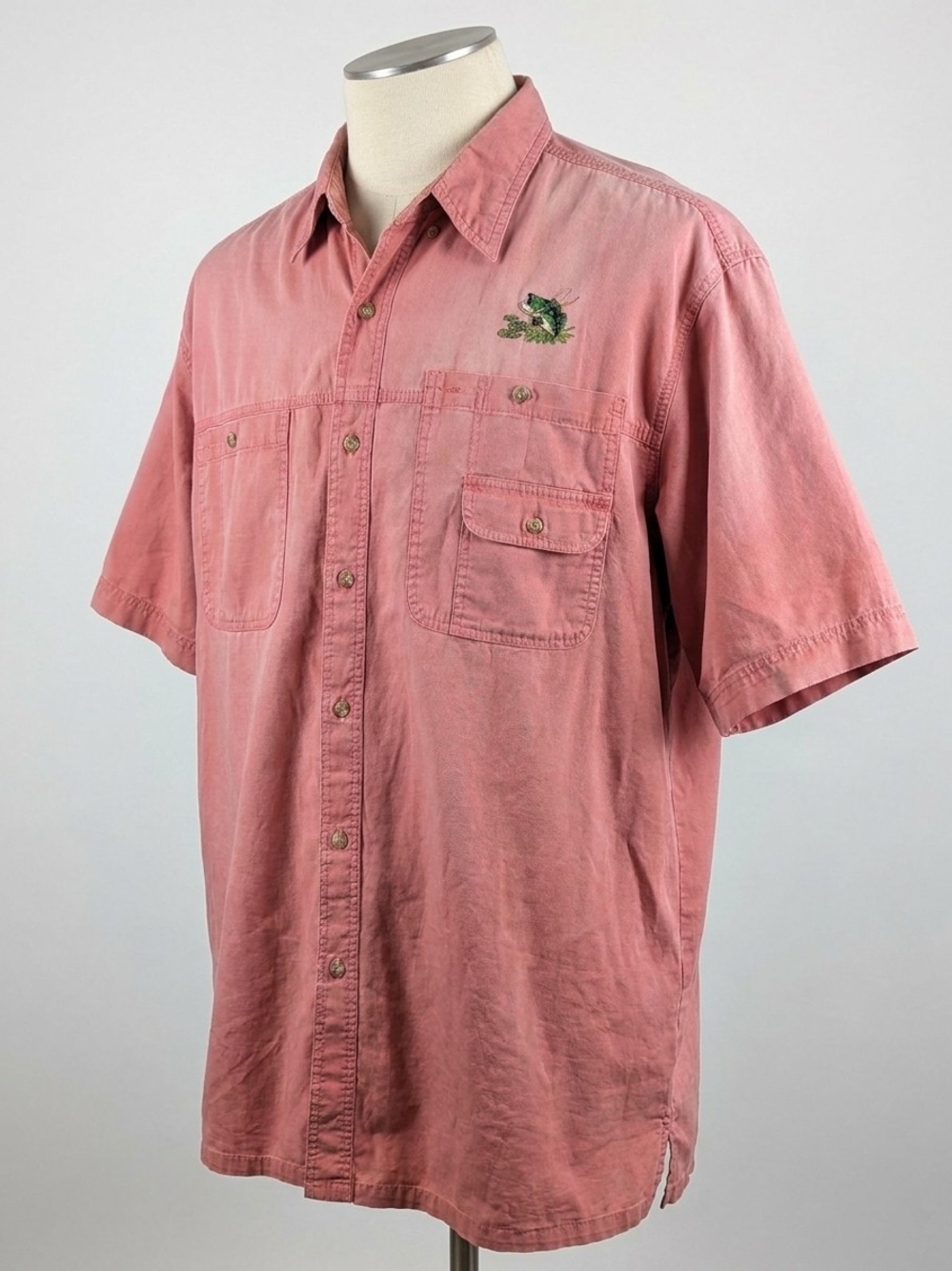 RedHead Men's Dusty Rose Short-Sleeve Button-Down Shirt with Frog Embroidery